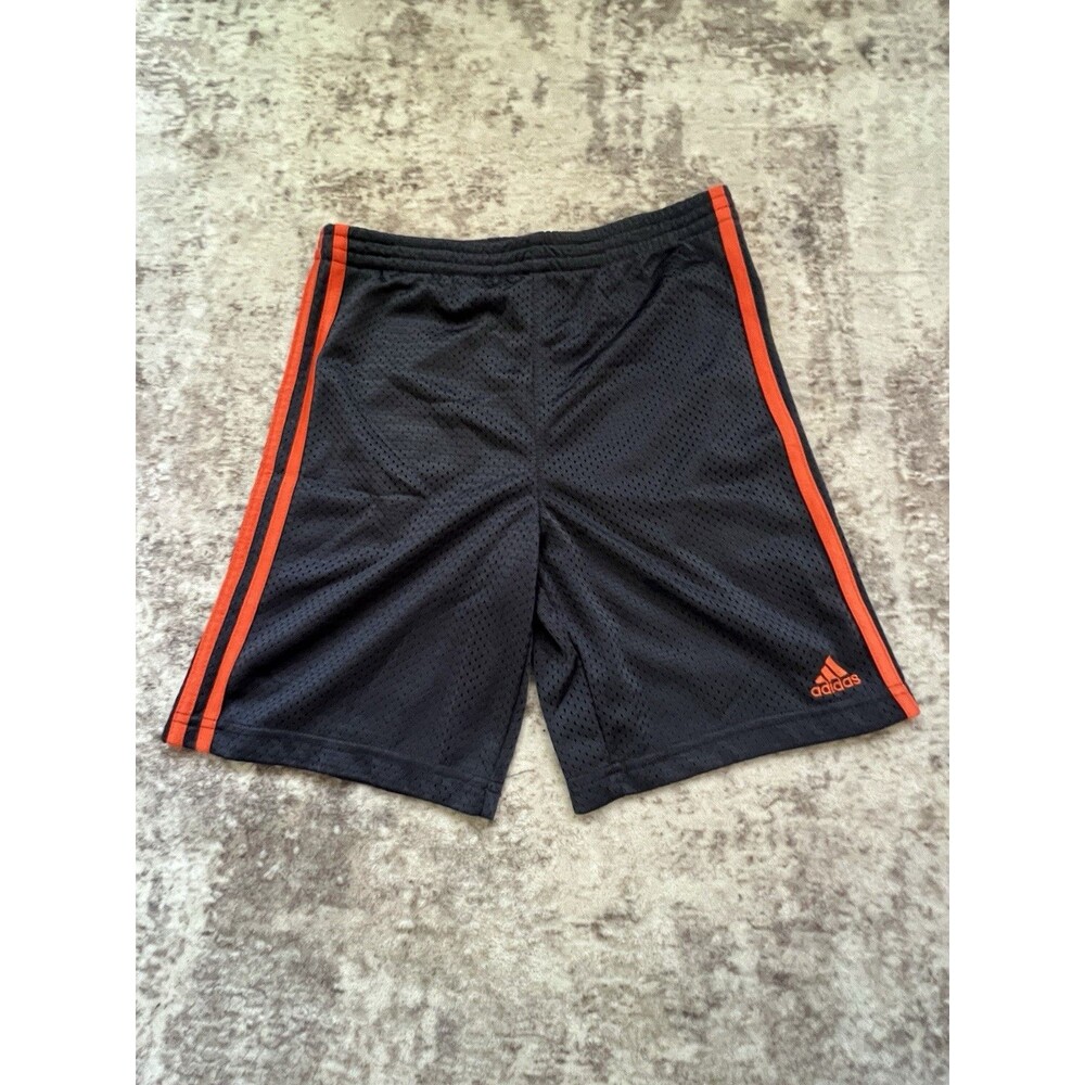 Adidas Gym Shorts Boys 7X Gray Orange Athletic